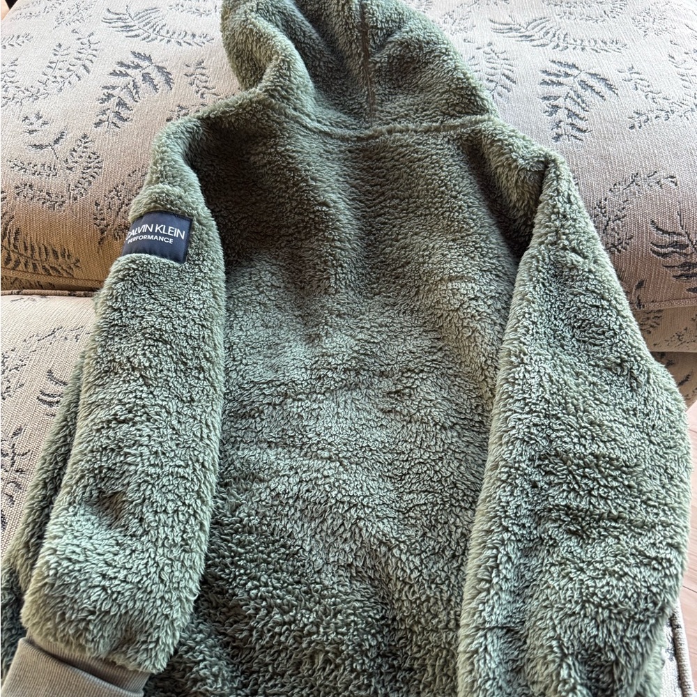 Calvin Klein Olive Green Fleece Puffer Jacket